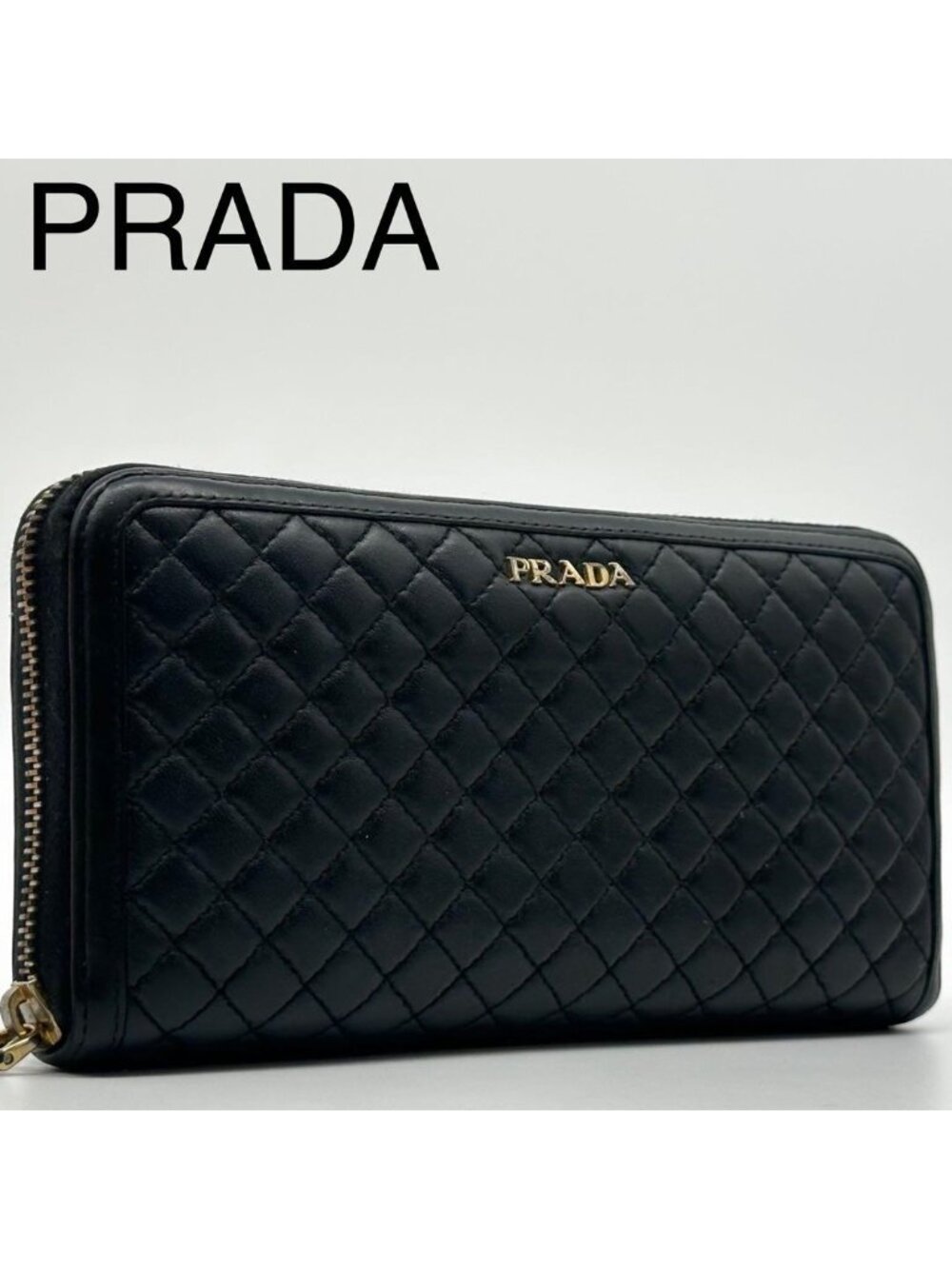 Prada Quilted Lamb Leather Zip Around Wallet Round - Picture 1 of 15